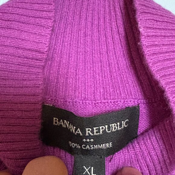 Banana Republic Sz XL Cashmere Mock-neck woman Fuschia sweter $170 - Picture 9 of 13